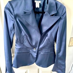 Vintage CACHE Blue Satin Evening Jacket "STYLE 2905" SZ 6 RARE
